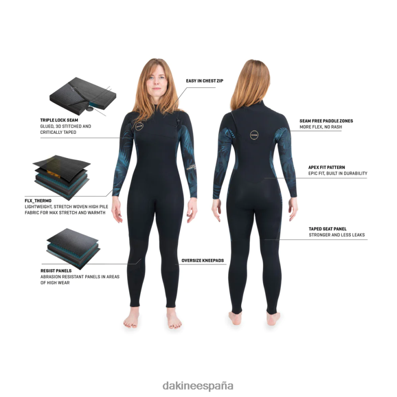 Traje de neopreno completo con cremallera en el pecho Quantum 5/4/3 mm Gris oscuro Dakine mujer ropa 2VTF0X743 - Image 5